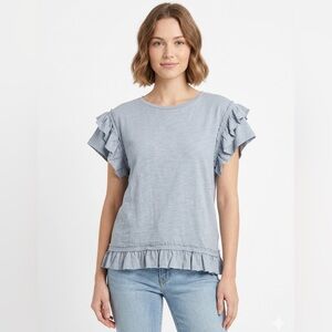 Umgee NWT Light Blue Women's Ruffle Sleeve Top Size Small